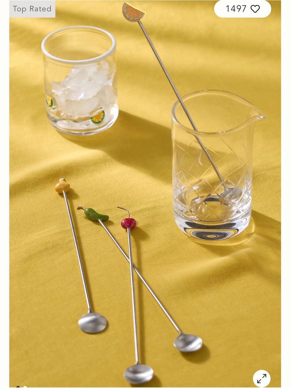 Stainless Steel Cocktail Stirring Spoons with Colorful Fruit Picks for gift home